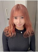 12863オレンジベージュチェリーレッド外ハネボブワインレッド