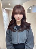 柔らかく上品なロングウェーブ×ラベンダーブラウン