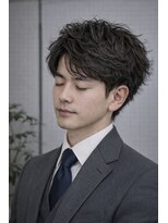 ジェットブラックキューサンロク(JET BLACK 936) 社会人初日を飾るフェザーパーマスタイル