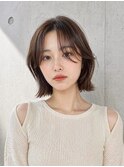 大人可愛いミニボブ×透け艶モカブラウン
