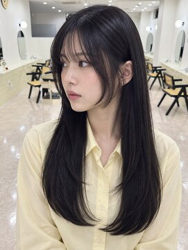 モト 船橋(moto) 韓国姫カットロング艶髪ブルーブラックシースルーバング船橋