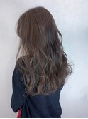 ナチュラルひし形くびれセミディデジタルパーマアッシュベージュ