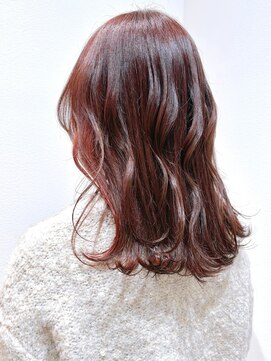 セイドット リー(Say. Ree) Say.レッドブラウンウェーブミディアム韓国風巻き似合わせカット