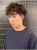 プードルパーマ ツーブロック 刈り上げ ハイライト マッシュ