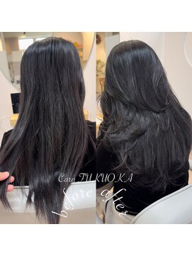 カラ フクオカ(Cara FUKUOKA) 【レイヤーカット&ダークグレージュ】《髪質改善水素カラー》