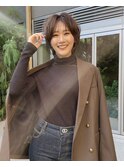 大人ショートボブ　チョコレートブラウン