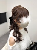 ウェーブ巻きハーフアップ♪
