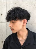 渋谷波巻きパーマメンズマッシュウルフカットシャドウ