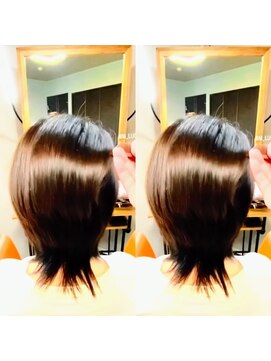 エムルーセント(M'lucent) 艶髪make プラチナ髪質改善トリートメントカット　0