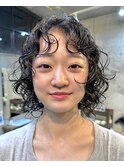 ミディアムパーマレイヤーパーマウェーブパーマ黒髪パーマ