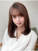 イメチェン/前髪/ミディアムレイヤー/グレージュブラウン