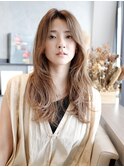 センター南/レイヤーロング/かきあげ前髪/センターパート!
