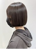 乾かすだけで小頭なオリーブグレージュミニボブ