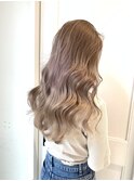 20代30代大人可愛いピンクベージュ、艶髪ロングヘア