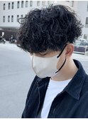 20代30代メンズ波巻きツイストスパイラルパーマワイルドアッシュ