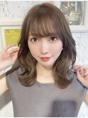 【高嶋 優】シルキーベージュの韓国ミディアム【前髪カット】