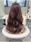 □ 韓国大宮顔周りレイヤーカットウルフカットピンクブラウン