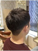 アップバング束感ショートツーブロックスキンフェードハイライト