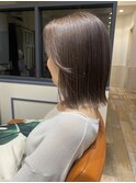 ワンレン　グレージュカラー　ボブルフ小顔