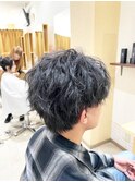 メンズツーブロックマッシュツイストスパイラルパーマ