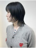 ウルフカットレイヤーカットウルフショート黒髪ミディアム