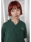 アプリコットオレンジレッドハイトーンケアブリーチミニボブ