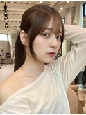 顔周りカット後れ毛くびれヘアアッシュベージュ20代30代【平島】