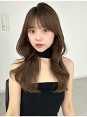 ブラウンベージュ レイヤーカット 艶髪 韓国ヘア 前髪カット