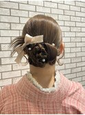 着物　へアメ　着物ヘア　カチモリ　ヘアセット　リボンヘア