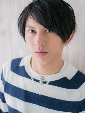 グルーミングサロン バーバー キャッスル 北浦和西口(Grooming salon Barber Castle) ラフフェザー黒髪/流しバング七三分メンズカットR北浦和