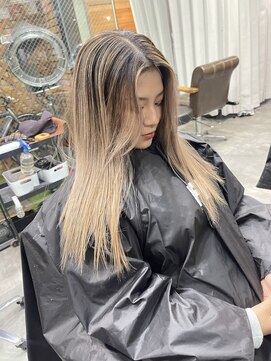 ラフ(LAFF) #バレイヤージュ#グレージュカラー#ボブウルフ#ココアベージュ