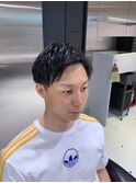 メンズナチュラルツーブロックパーマショートアップバングF