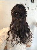リボン×花×ハーフアップ