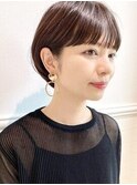大人かわいい小顔ひし形マッシュショートボブ黒髪渋谷原宿神宮前