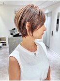 30代、40代/丸みくびれショートボブ×白髪染めハイライト/大宮