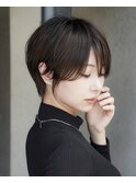 大人可愛い20代30代40代黒髪前下がりショートボブ丸みショート◎