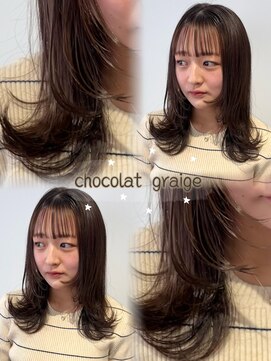 esu西梅田/髪質改善/韓国/ダブルカラー/イルミナカラー/顔周りカット【エス】 くすみブラウン/レイヤーカット