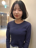 サンプラス(san+)&nbsp;【柏原良亮】透け感ボブ　レイヤーボブ　オリーブブラウン
