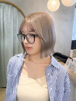 ロンドアジュール 横浜(Lond azur)&nbsp;グレージュブラウン/ミディアムレイヤー/韓国巻き/顔周りカット