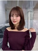 黒髪ボブルフネビージュ小顔ワンレン顔まわり韓国レイヤーカット