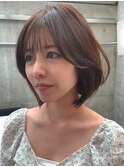 大人可愛いボブレイヤーチョコレートブラウン表参道