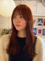 ルーム(Loom.)&nbsp;ワンカラーオレンジブラウンロングシースルーバング