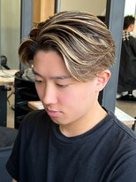 エルマーク(L-MARK) ハイライトセンターパートメッシュダブルカラーツーブロック