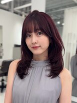 ハピネス 梅田茶屋町店(HAPPINESS)&nbsp;ミディアムレイヤー/韓国ボブ/髪質改善/ブリーチなし/暖色カラー