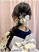 振袖×サイド編みおろし