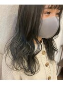 ブルー×ブラウン夏カラー＊レイヤーカット愛されミディアム