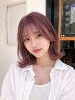 ミリール (Mireel)&nbsp;韓国風ピンクミディアムボブ