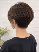 【50代×丸みショート×グレージュ】