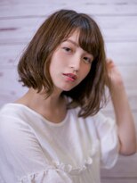 オーストヘアジジ(Aust hair Gigi)&nbsp;パーマで作るワンカールロブ×ヌーディーグレージュ　K