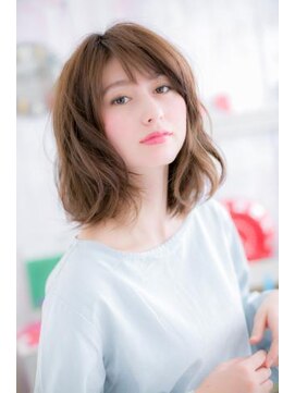 ミック ヘアアンドメイク アップ 駒込店(miq Hair&Make up) くせ毛風の束感♪ミルクティーブラウンエアリーミディ